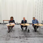 Studio Polityczne Radia Kielce. Od lewej: Krzysztof Słoń, PiS, Marzena Marczewska, PO, Jan Cedro, PSL, Mateusz Żukowski, Nowoczesna, Magdalena Fogiel-Litwinek, Kukiz '15 / Kamil Król / Radio Kielce