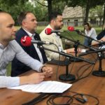 Tokarnia. Studio Polityczne Radia Kielce. Od lewej: Paweł Garbuzik, PSL, Marek Kwitek, PiS, Patryk Cylara, Platforma Obywatelska, red. Radosław Podsiadły, Radio Kielce / Radio Kielce