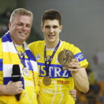 03.06.2018 Kielce. Mecz finałowy PGNiG Superligi PGE Vive Kielce - Wisła Płock. PGE Vive Kielce zdobyło Mistrza Polski po raz piętnasty. Pożegnanie zawodników. Bertus Servaas i Darko Djukić / Jarosław Kubalski / Radio Kielce