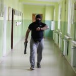 12.06.2018 Kielce. SP nr 24. Zdjęcia do filmu edukacyjnego: jak zachowywać się podczas ataku terrorystycznego na szkołę / Jarosław Kubalski / Radio Kielce