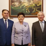 24.06.2018 Sandomierz. Wicepremier Beata Szydło spotkała się z mieszkańcami miasta. Poseł Marek Kwitek, wicepremier Beata Szydło i poseł Krzysztof Lipiec / Jarosław Kubalski / Radio Kielce