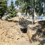 Budowa nowej niecki fontanny przy skrzyżowaniu Źródłowej z Sandomierską / Marzena Mąkosa / Radio Kielce