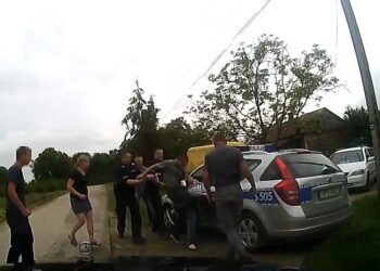 Kadr z filmu dokumentującego interwencję policji w sprawie kłótni rodzinnej / Youtube