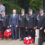 100-lecie jednostki OSP w Sędziszowie. Wśród strażaków poseł Michał Cieślak i wicewojewoda Andrzej Bętkowski / Ewa Pocjejowska-Gawęda / Radio Kielce