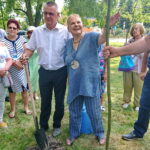 Festiwal im. Krystyny Jamroz. Elżbieta Dzikowska zasadza drzewko (czeremchę) w Parku Zdrojowym / Katarzyna Prędotka / Radio Kielce