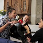 Komaszyce. Audycja „Niedziela z Gwiazdą”. Na zdjęciu od lewej: Elwira Sibida, Bartek Gaertner i Magdalena Sitek / Krzysztof Bujnowicz / Radio Kielce