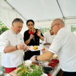 Śniadanie w ogrodzie Radia Kielce. Na zdjęciu od lewej Robert Sowa, Magdalena Sitek / Marzena Mąkosa / Radio Kielce