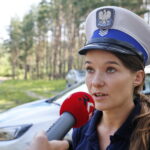 Wyjeżdżamy na tor z lasu. Na zdjęciu: sierż. Joanna Żelezik z Wydziału Ruchu Drogowego Komendy Miejskiej Policji w Kielcach / Marzena Mąkosa / Radio Kielce