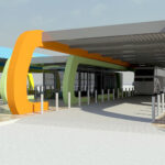 Wizualizacja Centrum Komunikacyjnego dla obsługi ruchu pasażerskiego w Jędrzejowie wraz z systemem informacji pasażerów / Ewa Pociejowska-Gawęda / materiały prasowe