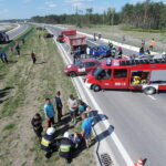 22.08.2018 Brzegi. Nowy odcinek S7. Ćwiczenia straży pożarnej / Jarosław Kubalski / Radio Kielce