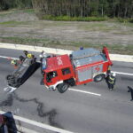 22.08.2018 Brzegi. Nowy odcinek S7. Ćwiczenia straży pożarnej / Jarosław Kubalski / Radio Kielce