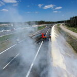 22.08.2018 Brzegi. Nowy odcinek S7. Ćwiczenia straży pożarnej / Jarosław Kubalski / Radio Kielce