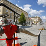 Kurtyny wodne na Placu Literatów. Hydrant / Marzena Mąkosa / Radio Kielce