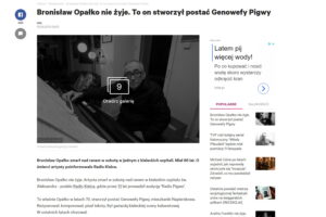 Nie żyje Bronisław Opałko. Polskie media o śmierci „Genowefy Pigwy” / Internet / Gazeta Wyborcza