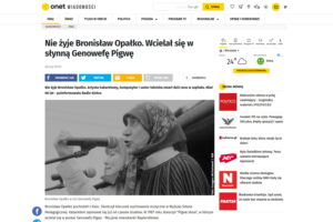 Nie żyje Bronisław Opałko. Polskie media o śmierci „Genowefy Pigwy” / Internet / Onet Wiadomości