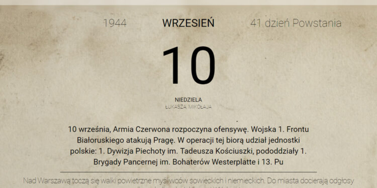Powstanie Warszawskie. Kartka z kalendarza. 10 września / Muzeum Powstania Warszawskiego