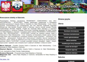 Screen ze strony Zespołu Szkół im. Marii Skłodowskiej-Curie w Ożarowie / screen ze strony internetowej szkoły