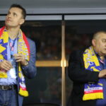 Pierwszy mecz ćwierćfinału LM piłkarzy ręcznych: Vardar Skopje - Vive Tauron Kielce. Dyrektor sportowy VT Radosław Wasiak i wiceprezes klubu Tadeusz Dziedzic / Kamil Król / Radio Kielce