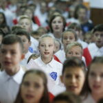 27.09.2018 Kielce. SP nr 31. Dzieci śpiewają hymn w ogólnopolskim konkursie Do Hymnu / Jarosław Kubalski / Radio Kielce