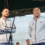 Prezentacja zespołu PGE Vive. Na zdjęciu (od lewej): Uros Zorman i Talant Dujszebajew / Marzena Mąkosa / Radio Kielce