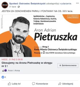 Manipulacja polubieniami na Facebooku w Ostrowcu Świętokrzyskim / Screen