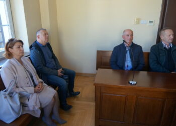 Od lewej: Ilona Gad, Stanisław Patrzykąt, Marek Rynkiewicz, Czesław Ludwikowski - radni gminy Gowarczów / Monika Miller / Radio Kielce