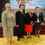 Złote gody. Na zdjęciu (od lewej): Urszula Wojtasik - Kaczmarek - przewodnicząca rady gminy, Halina i Eugeniusz Lato i Monika Bolewska - wójt gminy Nagłowice / Ewa Pociejowska - Gawęda / Radio Kielce