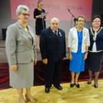 Złote gody. Na zdjęciu (od lewej): Urszula Wojtasik - Kaczmarek - przewodnicząca rady gminy, Lidia i Ryszard Nowak i  Monika Bolewska - wójt gminy Nagłowice / Ewa Pociejowska - Gawęda / Radio Kielce
