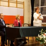 Górno. Spotkanie wyborcze PiS. Na zdjęciu (od lewej): Andrzej Michalski – kandydat do rady powiatu kieleckiego, poseł Anna Krupka i Anna Michalska – kandydatka na wójta gminy Górno / Michał Kita / Radio Kielce