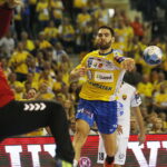 14.10.2018 Kielce. Mecz Ligi Mistrzów PGE Vive Kielce - Vardar Skopje. Blaż Janc / Jarosław Kubalski / Radio Kielce