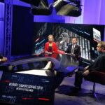 15.10.2018 Radio Kielce i TVP3 „Debata o Kielcach”. Marcin Chłodnicki - kandydat na prezydenta Kielc, Beata Oleś - TVP3 Kielce, Paweł Solarz - Radio Kielce i prezydent Kielc Wojciech Lubawski / Jarosław Kubalski / Radio Kielce