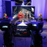 15.10.2018 Radio Kielce i TVP3 „Debata o Kielcach”. Marcin Chłodnicki - kandydat na prezydenta Kielc, Beata Oleś - TVP3 Kielce, Paweł Solarz - Radio Kielce i prezydent Kielc Wojciech Lubawski / Jarosław Kubalski / Radio Kielce