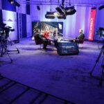 15.10.2018 Radio Kielce i TVP3 „Debata o Kielcach”. Marcin Chłodnicki - kandydat na prezydenta Kielc, Beata Oleś - TVP3 Kielce, Paweł Solarz - Radio Kielce i prezydent Kielc Wojciech Lubawski / Jarosław Kubalski / Radio Kielce