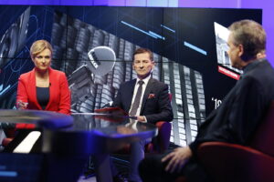 15.10.2018 Radio Kielce i TVP3 „Debata o Kielcach”. Beata Oleś - TVP3 Kielce, Paweł Solarz - Radio Kielce i Wojciech Lubawski / Jarosław Kubalski / Radio Kielce