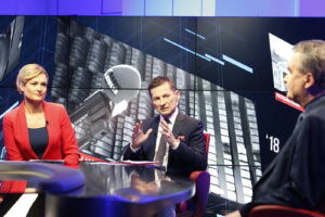 15.10.2018 Radio Kielce i TVP3 „Debata o Kielcach”. Beata Oleś - TVP3 Kielce, Paweł Solarz - Radio Kielce i Wojciech Lubawski / Jarosław Kubalski / Radio Kielce