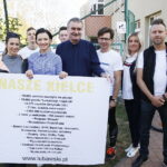 17.10.2018 Kielce. Konferencja z udziałem prezydenta Kielc Wojciecha Lubawskiego oraz kandydatów na radnych z Porozumienia Samorządowego Wojciecha Lubawskiego. Patrycja Jedynak, Sylwia Cedro - Kaczmarczyk, prezydent Wojciech Lubawski, Mariusz Olszewski, Wioletta Mastalerz i Tomasz Bracichowicz / Jarosław Kubalski / Radio Kielce