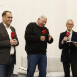 23.10.2018 Radio Kielce. 500 odcinek audycji Moc Histrorii autorstwa Bohdana Gumowskiego i Cezarego Jastrzębskiego nagrywany z udziałem publiczności.Prezes Radia Kielce Janusz Knap oraz autorzy Cezary Jestrzębski i Bohdan Gumowski / Jarosław Kubalski / Radio Kielce