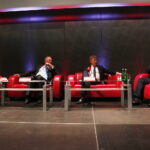 25.10.2018 Targi Kielce. Ogólnopolska konferencja „Bezpieczny Stadion”. Roman Kołtoń – dziennikarz i komentator sportowy, Jan Tomaszewski były bramkarz reprezentacji Polski, Zbigniew Boniek - prezes PZPN i Jarosław Szymczyk - Komendant Główny Policji / Jarosław Kubalski / Radio Kielce