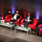 25.10.2018 Targi Kielce. Ogólnopolska konferencja „Bezpieczny Stadion”. Roman Kołtoń – dziennikarz i komentator sportowy, Jan Tomaszewski były bramkarz reprezentacji Polski, Zbigniew Boniek - prezes PZPN i Jarosław Szymczyk - Komendant Główny Policji / Jarosław Kubalski / Radio Kielce