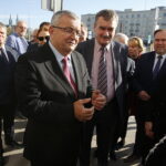 Wizyta ministra infrastruktury Andrzeja Adamczyka w Kielcach. Mieczysław Gębski - radny sejmiku, minister Adrzej Adamczyk, prezydent Kielc Wojciech Lubawski, poseł Marek Kwitek, poseł Maria Zuba / Jarosław Kubalski / Radio Kielce