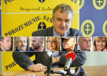 Członkowie Komitetu Honorowego, popierającego Wojciecha Lubawskiego w wyborach na prezydenta Kielc / Piotr Michalski