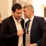 Warszawa. Gala 100-lecia piłki ręcznej. Na zdjęciu (od lewej): Marcin Lijewski i Bogdan Wenta / Krzysztof Bujnowicz / Radio Kielce