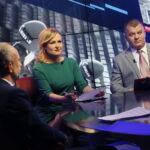 „Debaty o Kielcach”: Krzysztof Adamczyk i Artur Gierada. Na zdjęciu: Beata Oleś - TVP 3 Kielce i Radosław Podsiadły - Polskie Radio Kielce / Marzena Mąkosa / Radio Kielce