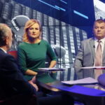 „Debaty o Kielcach”: Krzysztof Adamczyk i Artur Gierada. Na zdjęciu: Beata Oleś - TVP 3 Kielce i Radosław Podsiadły - Polskie Radio Kielce / Marzena Mąkosa / Radio Kielce