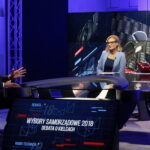 „Debaty o Kielcach”: Marcin Chłodnicki i  Artur Gierada. Na zdjęciu (od lewej): Marcin Chłodnicki - kandydat na prezydenta Kielc, Beata Oleś - TVP 3 Kielce, Radosław Podsiadły - Polskie Radio Kielce  / Marzena Mąkosa / Radio Kielce