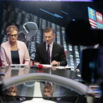 Radio Kielce i TVP3 Kielce. Debata o regionie. Kandydaci do sejmiku województwa świętokrzyskiego. Prowadzący debatę Beata Oles (TVP3 Kielce) i Paweł Solarz (Radio Kielce) / Marzena Mąkosa / Radio Kielce