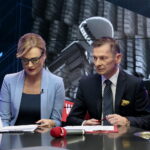 Radio Kielce i TVP3 Kielce. Debata o regionie. Kandydaci do sejmiku województwa świętokrzyskiego. Na zdjęciu: Beata Oleś - TVP3 Kielce, Paweł Solarz - Radio Kielce / Marzena Mąkosa / Radio Kielce