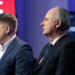 Radio Kielce i TVP3 Kielce. Debata o regionie. Kandydaci do sejmiku województwa świętokrzyskiego. Na zdjęciu (od lewej): Arkadiusz Bąk - komitet wyborczy Polskiego Stronnictwa Ludowego, Paweł Zalewski - komitet wyborczy Koalicji Obywatelskiej / Marzena Mąkosa / Radio Kielce
