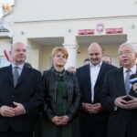 Konferencja posła Krzysztofa Lipca w Tuczępach. Na zdjęciu (od lewej): Jan Bartosik - kandydat na radnego Rady Powiatu Buskiego, Klaudia Pałka - radna Rady Gminy Tuczępy, Jacek Bławat - kandydat na wójta Tuczęp i Krzysztof Lipiec - poseł PiS / Marzena Mąkosa / Radio Kielce