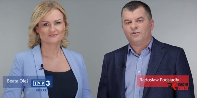 Prowadzący debaty: Beata Oleś - TVP 3 Kielce i Radosław Podsiadły - Polskie Radio Kielce. / screen